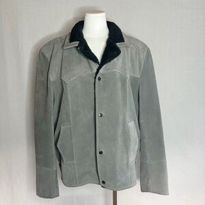 Vintage Men’s Pioneer Wear grey leather black lined size large